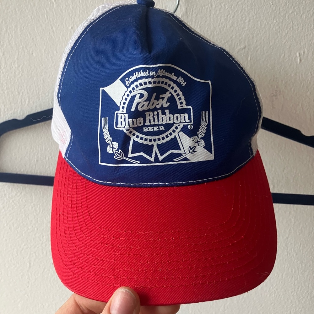 Pabst Blue Ribbon Trucker Hat - Blue & Red
